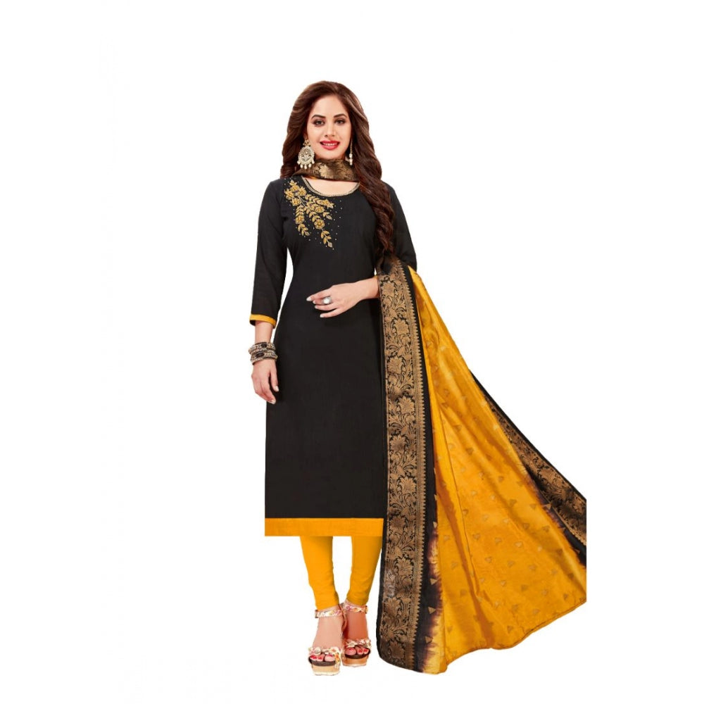 Slub Cotton Unstitched Salwar-Suit Material With Dupatta