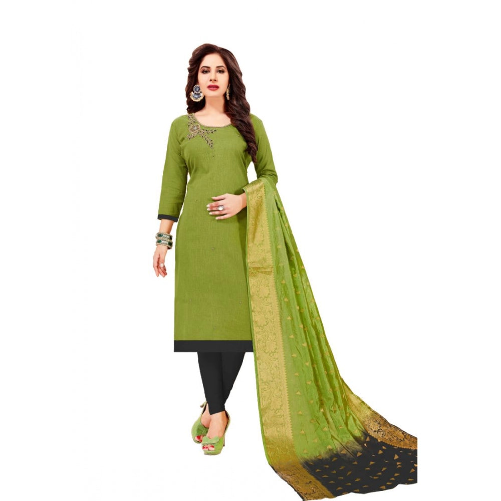 Slub Cotton Unstitched Salwar-Suit Material With Dupatta