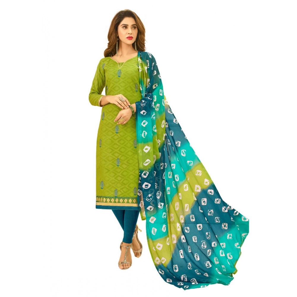 Cotton Jacquard Unstitched Salwar-Suit Material With Dupatta