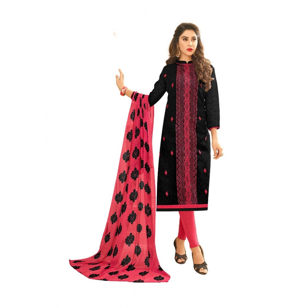 Cotton Jacquard Unstitched Salwar-Suit Material With Dupatta