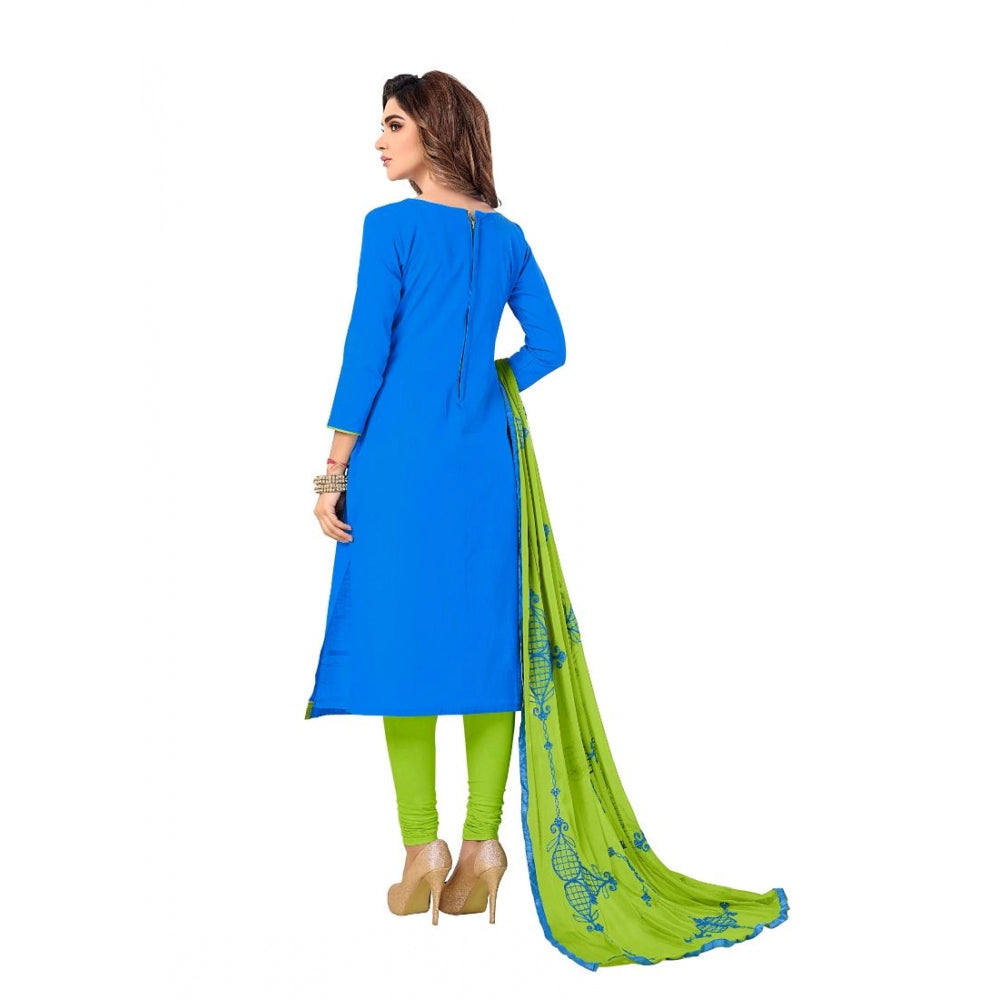 Slub Cotton Unstitched Salwar-Suit Material With Dupatta