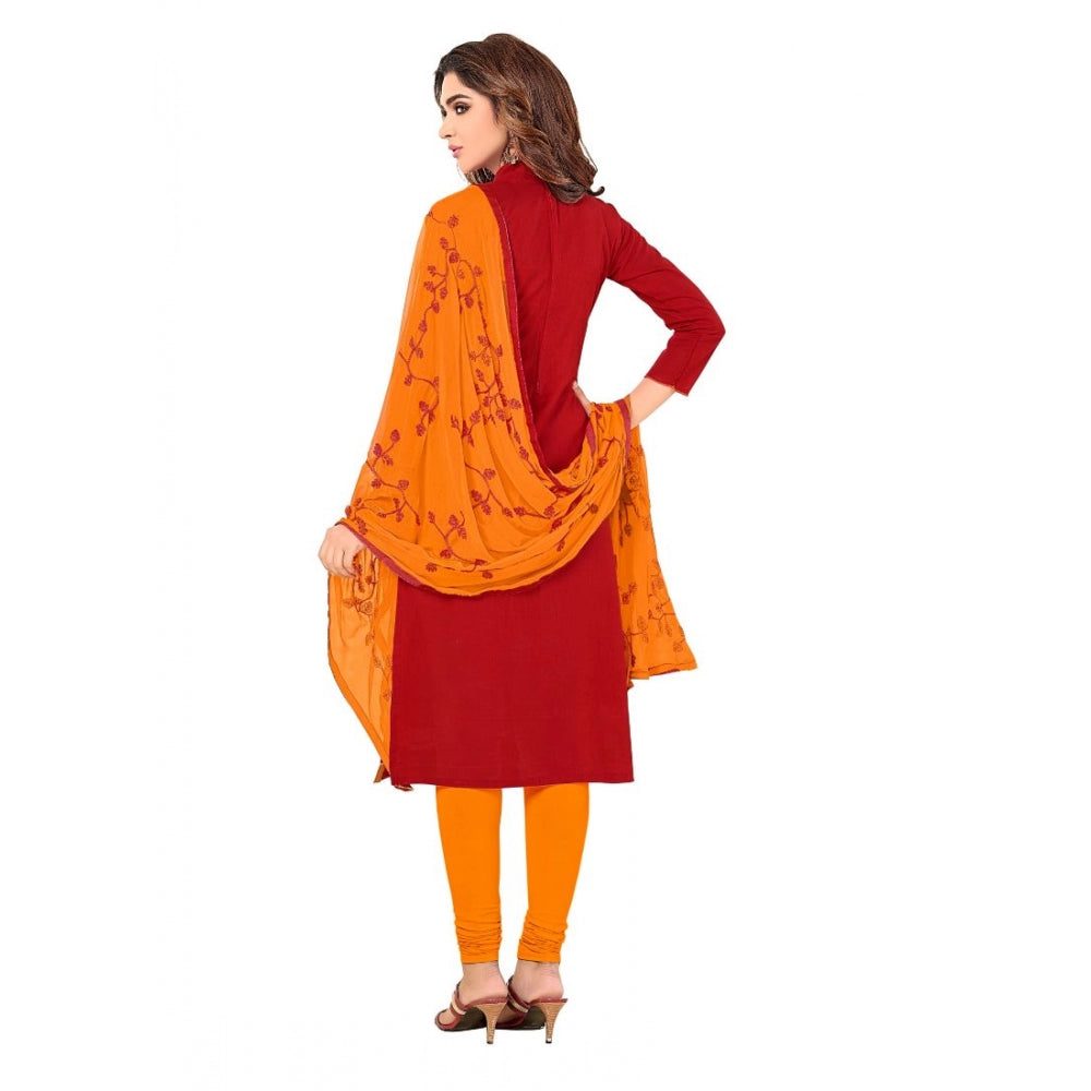 Slub Cotton Unstitched Salwar-Suit Material With Dupatta