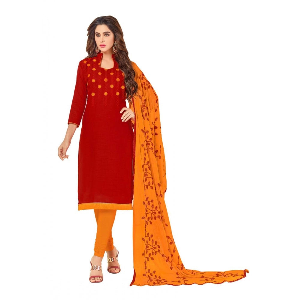 Slub Cotton Unstitched Salwar-Suit Material With Dupatta