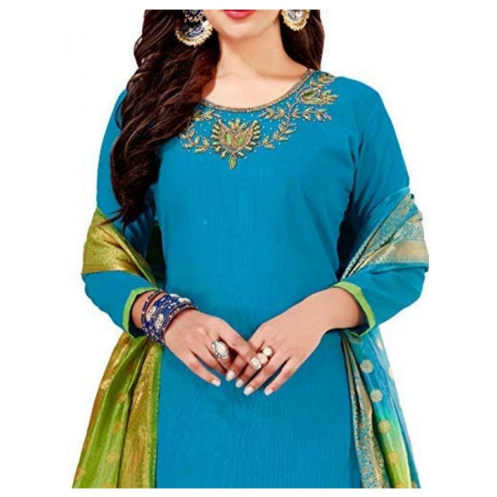 Slub Cotton Unstitched Salwar-Suit Material With Dupatta