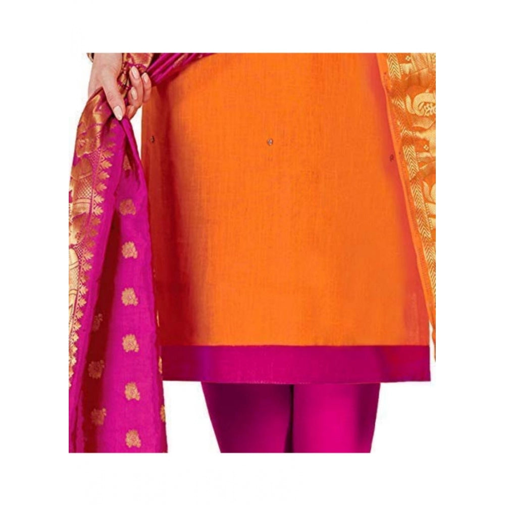 Slub Cotton Unstitched Salwar-Suit Material With Dupatta