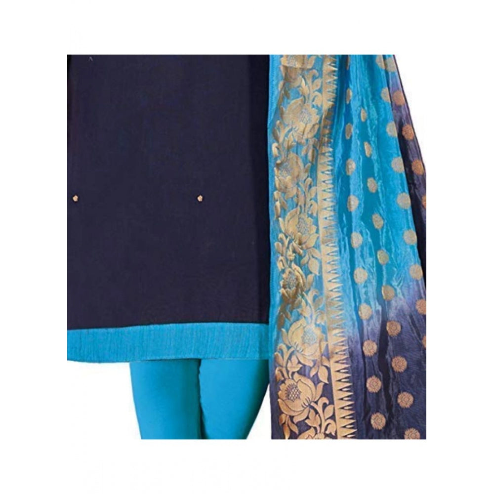 Slub Cotton Unstitched Salwar-Suit Material With Dupatta