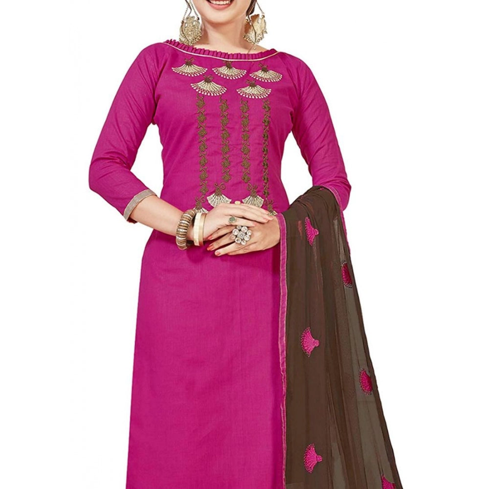 Slub Cotton Unstitched Salwar-Suit Material With Dupatta