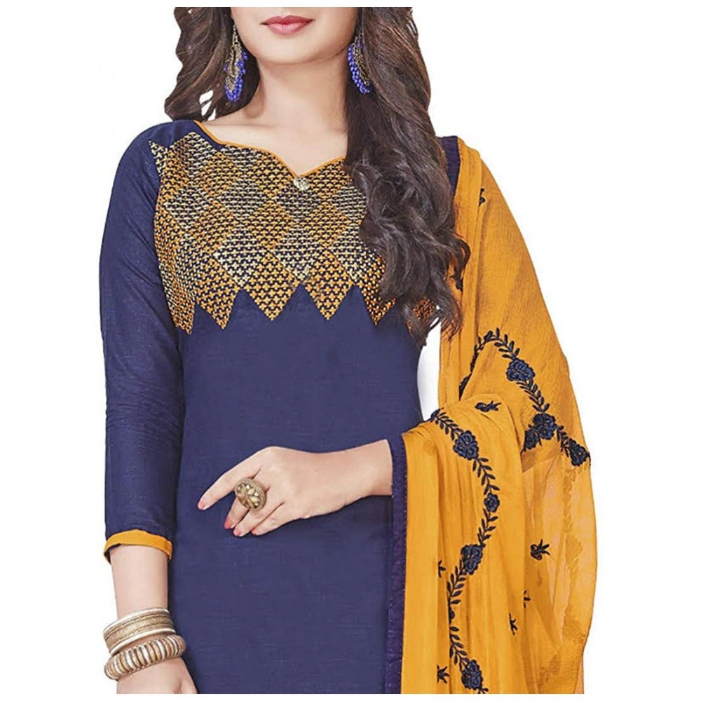 Slub Cotton Unstitched Salwar-Suit Material With Dupatta