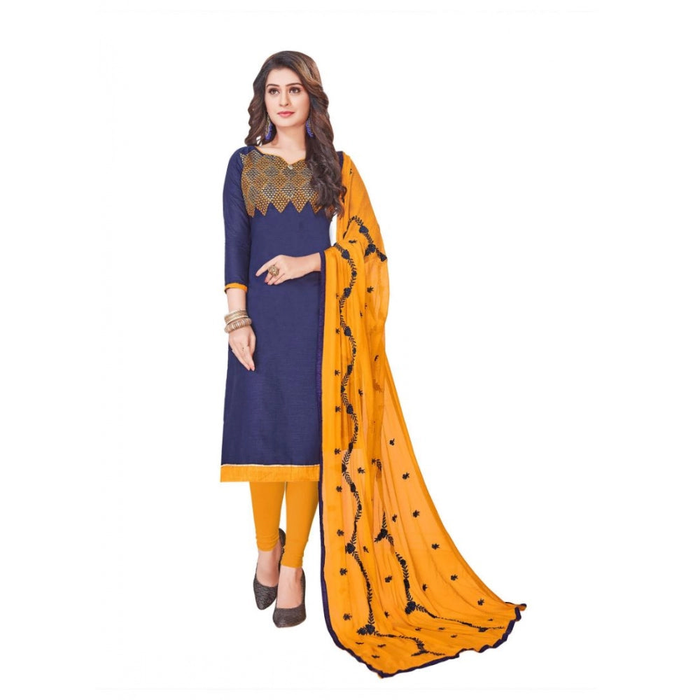 Slub Cotton Unstitched Salwar-Suit Material With Dupatta