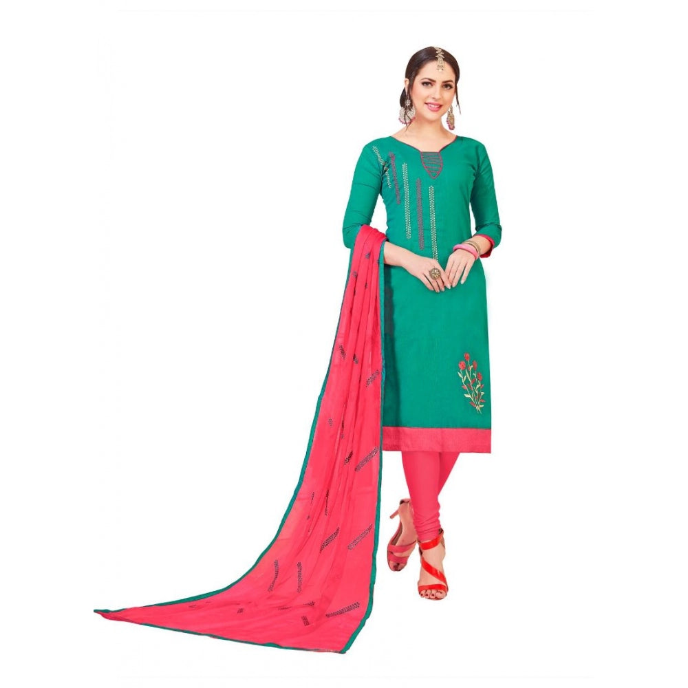 Slub Cotton Unstitched Salwar-Suit Material With Dupatta