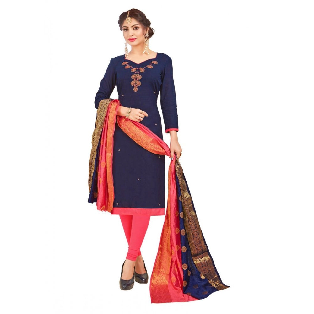 South Slub Cotton Unstitched Salwar-Suit Material With Dupatta