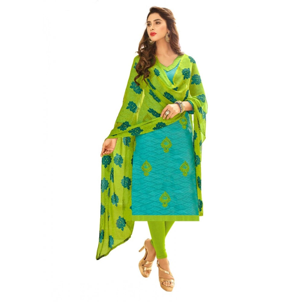 Cotton Jacquard Unstitched Salwar-Suit Material With Dupatta