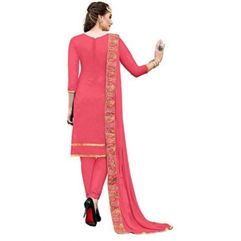 Chanderi Cotton Unstitched Salwar-Suit Material With Dupatta