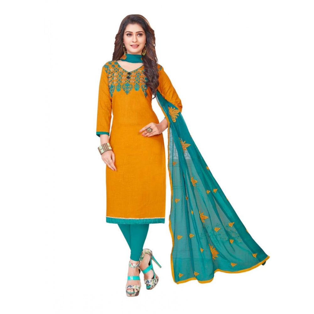 Slub Cotton Unstitched Salwar-Suit Material With Dupatta