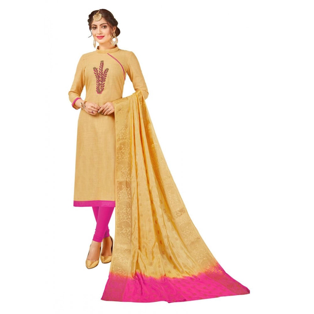 South Slub Cotton Unstitched Salwar-Suit Material With Dupatta