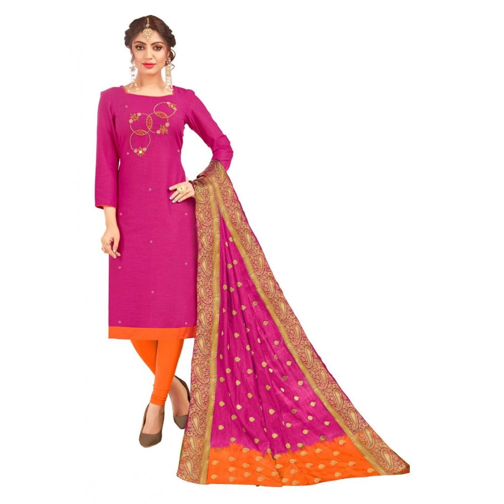 South Slub Cotton Unstitched Salwar-Suit Material With Dupatta