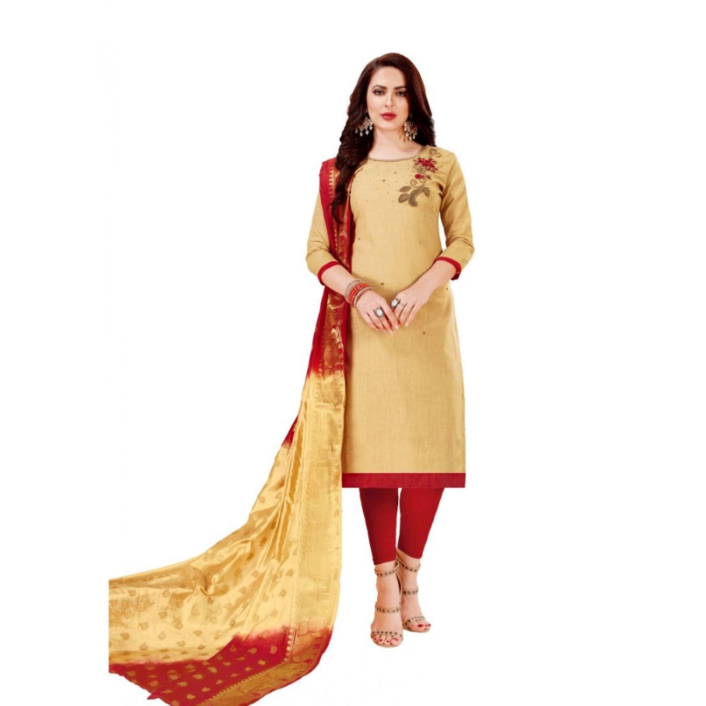 Slub Cotton Unstitched Salwar-Suit Material With Dupatta