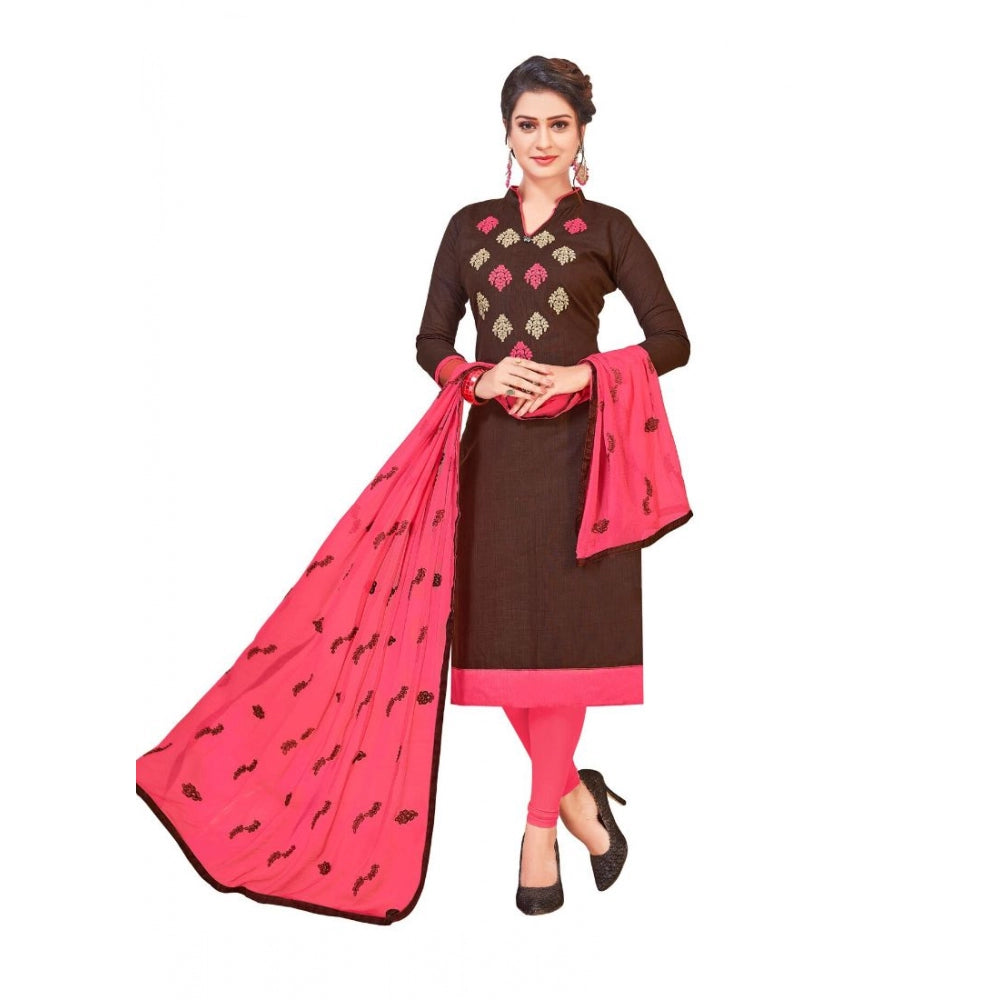 Slub Cotton Unstitched Salwar-Suit Material With Dupatta