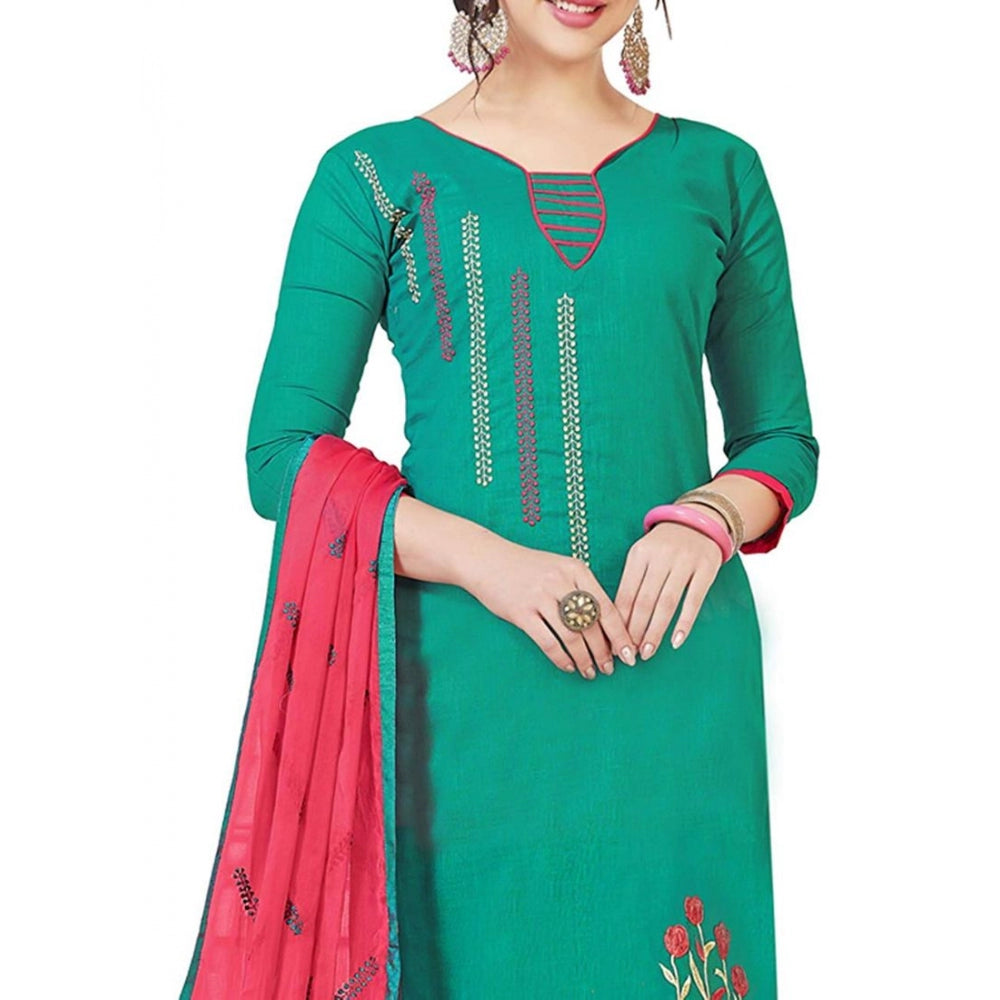 Slub Cotton Unstitched Salwar-Suit Material With Dupatta