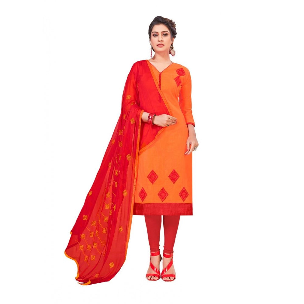 Slub Cotton Unstitched Salwar-Suit Material With Dupatta