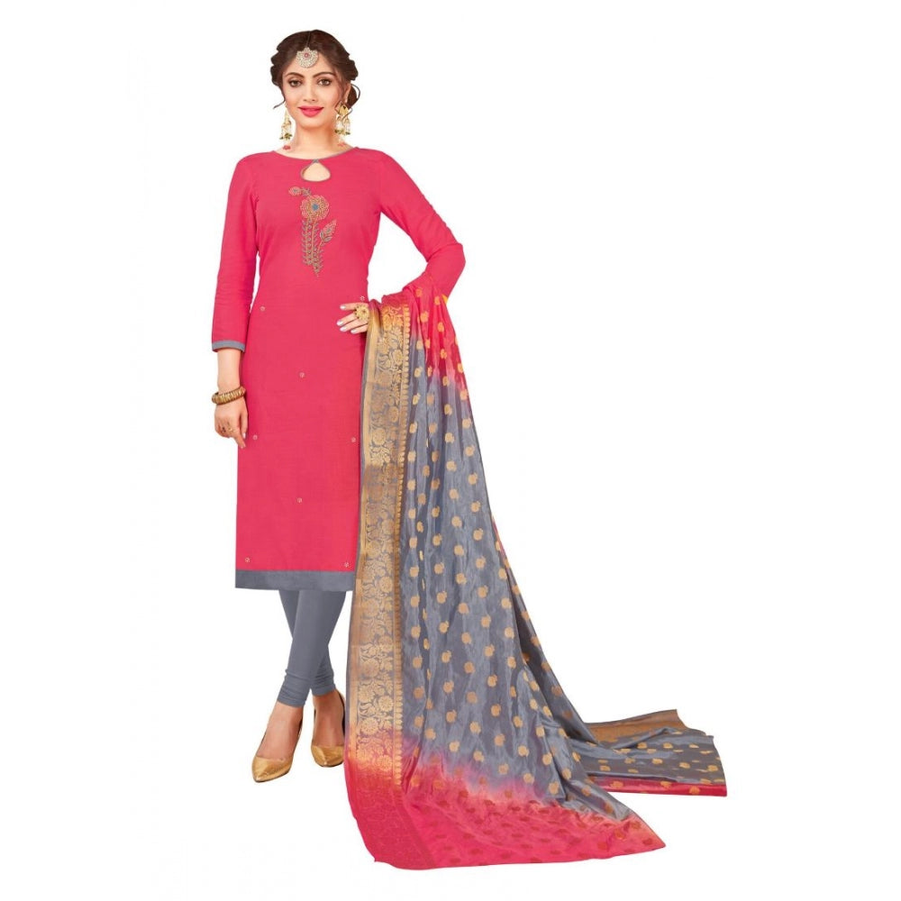 South Slub Cotton Unstitched Salwar-Suit Material With Dupatta