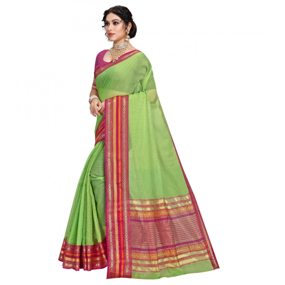 Rani Rangoli Kota Doria Cotton Bordered Saree With Blouse