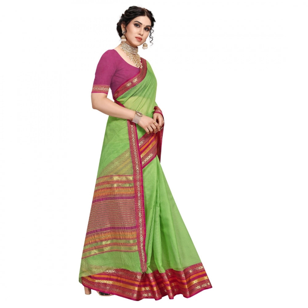 Rani Rangoli Kota Doria Cotton Bordered Saree With Blouse