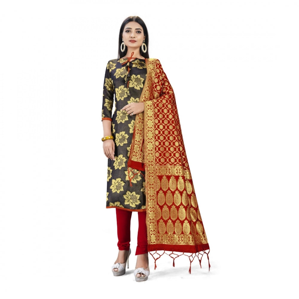 Banarasi Silk Unstitched Salwar-Suit Material Premium Quality With Dupatta