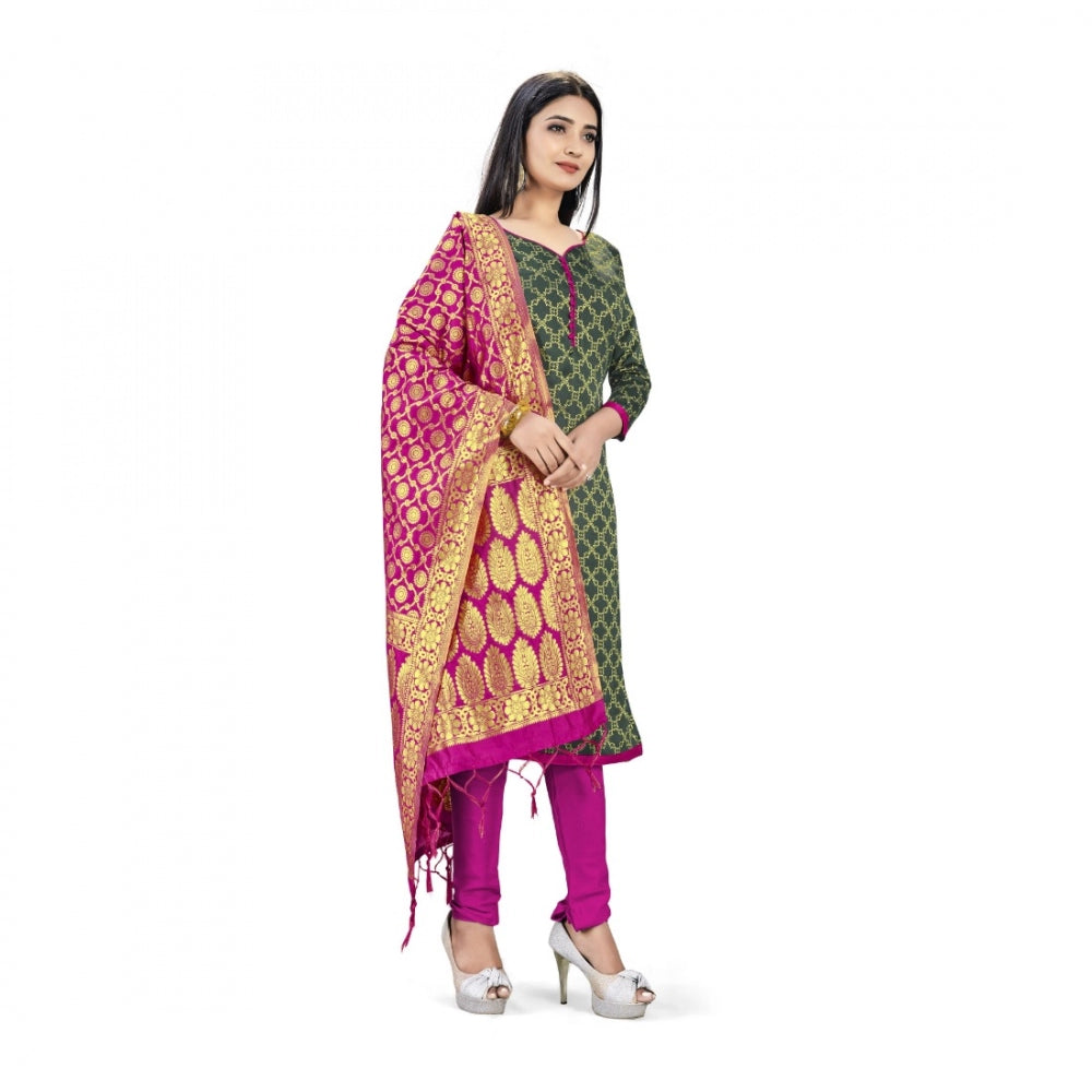 Banarasi Silk Unstitched Salwar-Suit Material Premium Quality With Dupatta