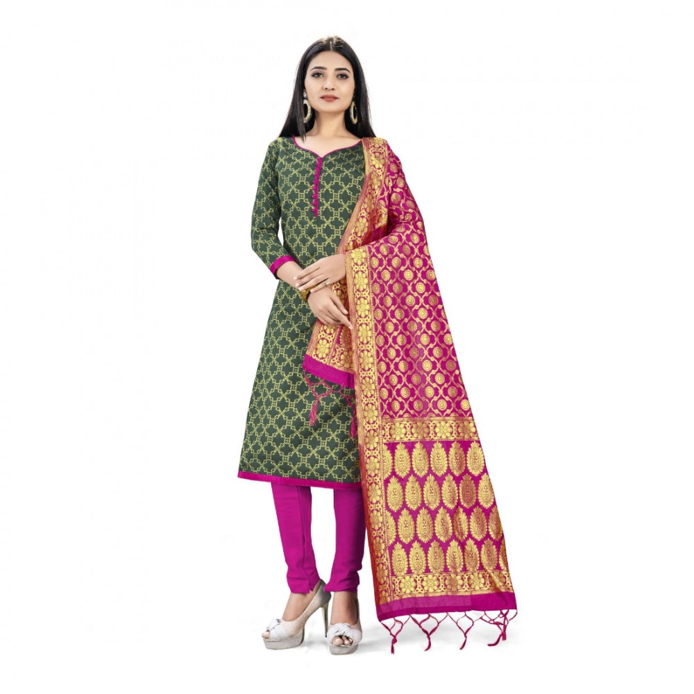 Banarasi Silk Unstitched Salwar-Suit Material Premium Quality With Dupatta