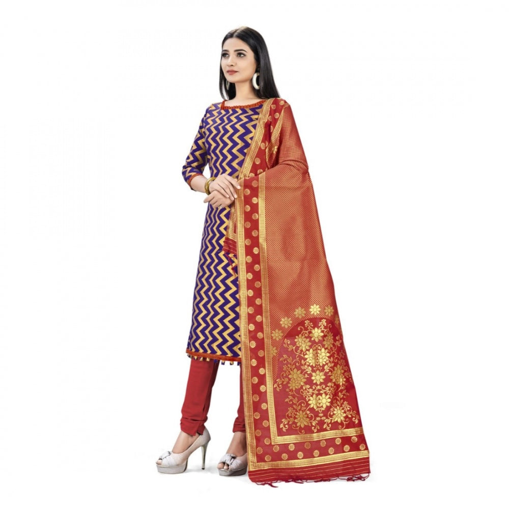 Banarasi Silk Unstitched Salwar-Suit Material Premium Quality With Dupatta