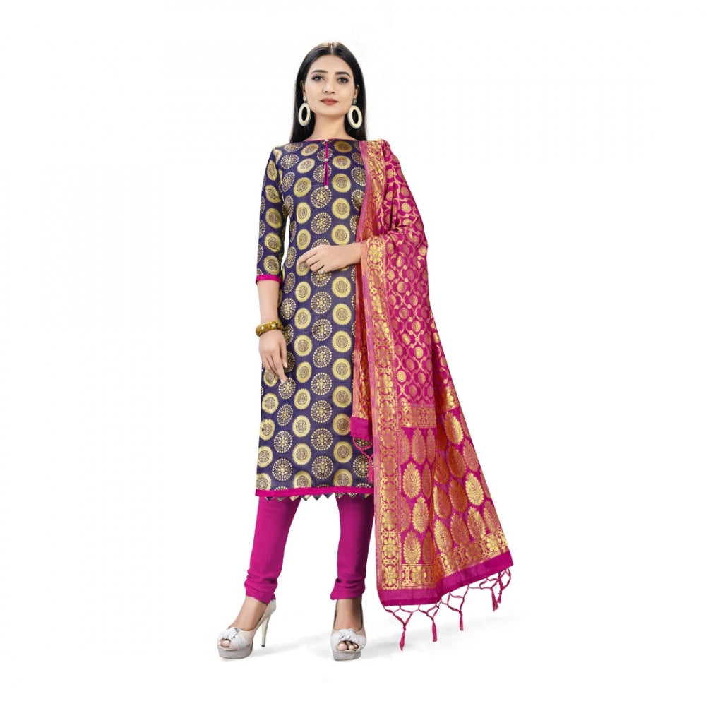 Banarasi Silk Unstitched Salwar-Suit Material Premium Quality With Dupatta