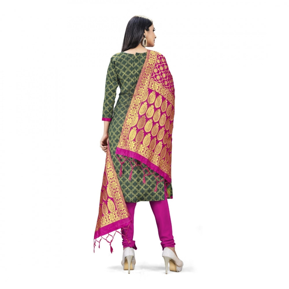 Banarasi Silk Unstitched Salwar-Suit Material Premium Quality With Dupatta