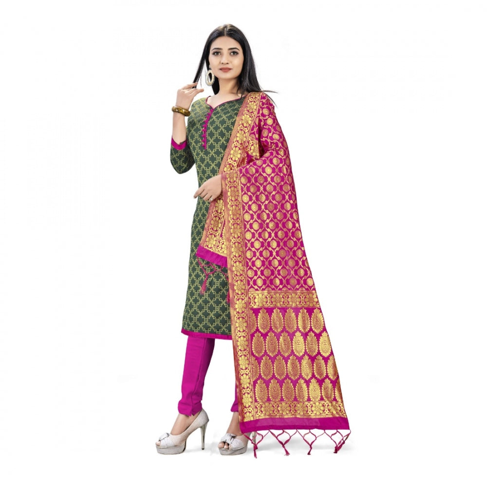 Banarasi Silk Unstitched Salwar-Suit Material Premium Quality With Dupatta