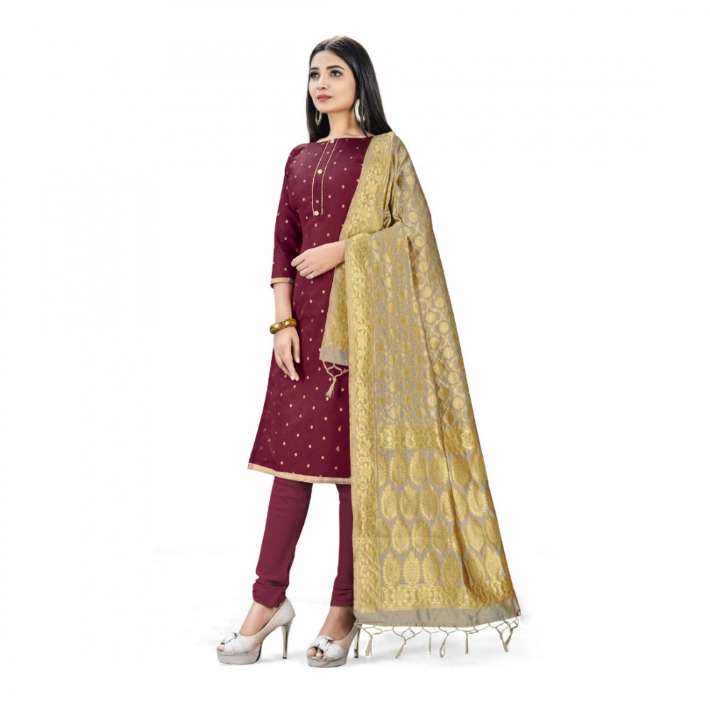 Banarasi Silk Unstitched Salwar-Suit Material Premium Quality With Dupatta