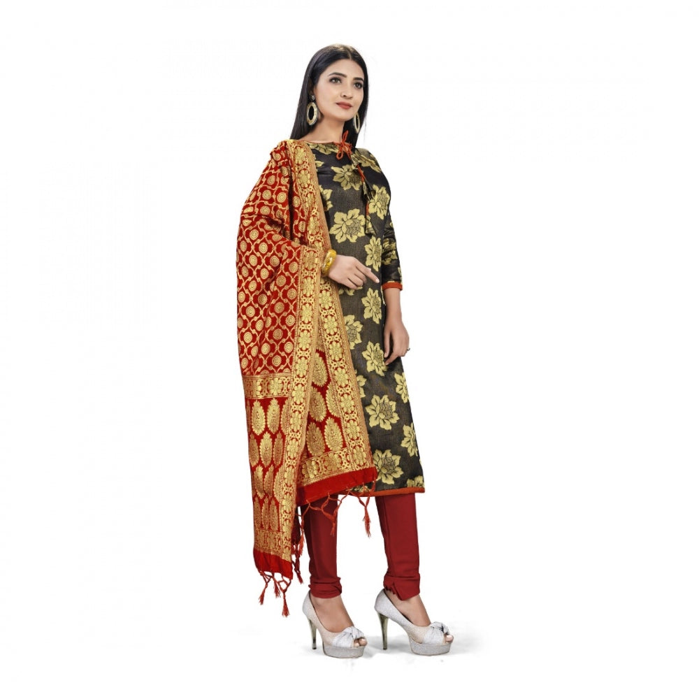 Banarasi Silk Unstitched Salwar-Suit Material Premium Quality With Dupatta