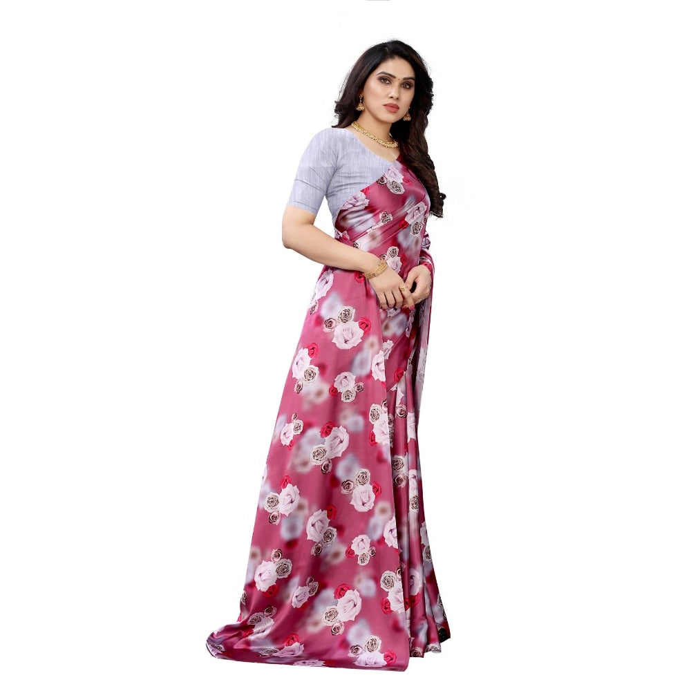 Soft Japan Satin Saree With Blouse