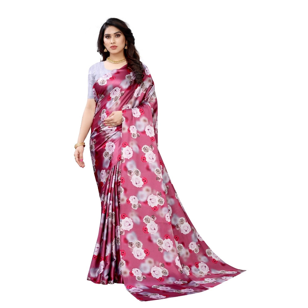 Soft Japan Satin Saree With Blouse