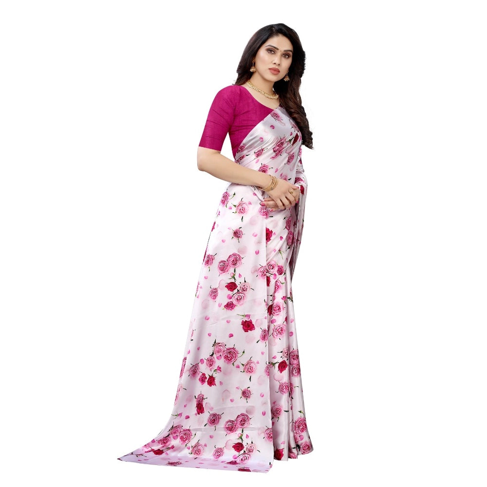 Soft Japan Satin Saree With Blouse