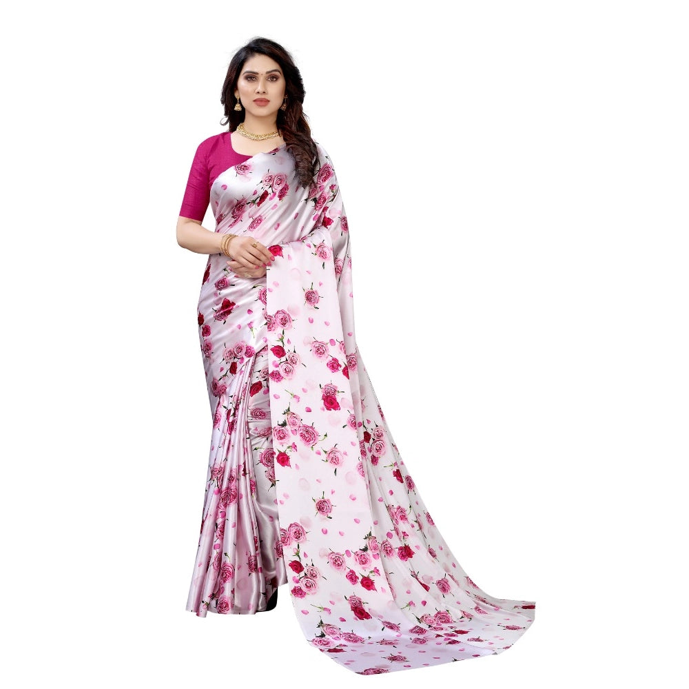 Soft Japan Satin Saree With Blouse