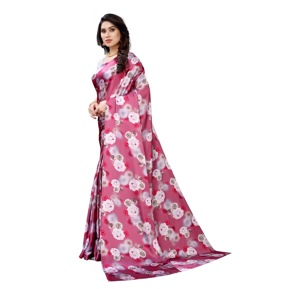 Soft Japan Satin Saree With Blouse