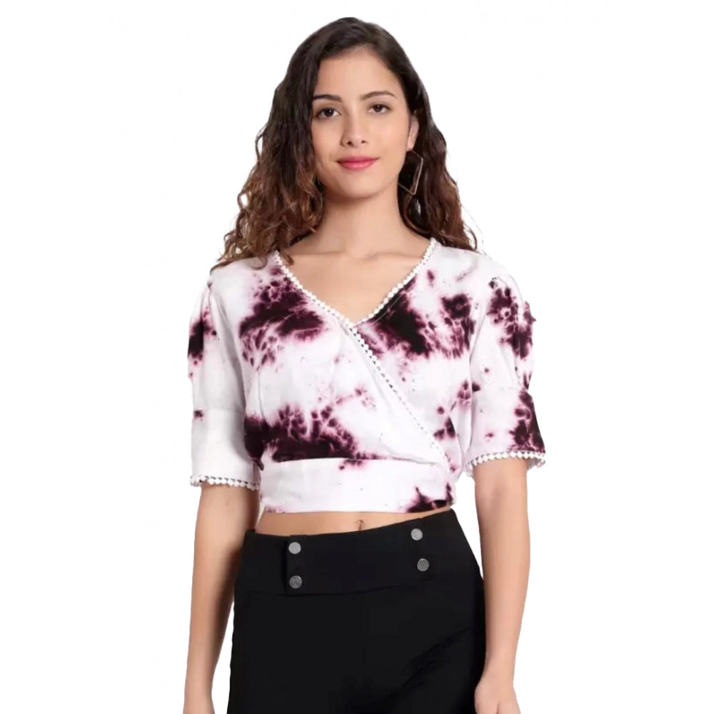 Casual Tie And Dye Purple Top