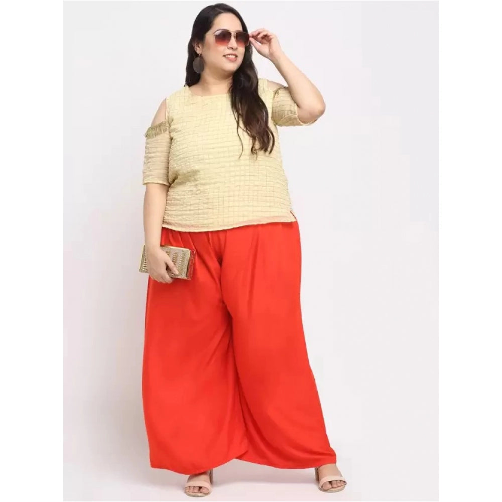 Plus Size Flared Fit Viscose Rayon Palazzo Trousers