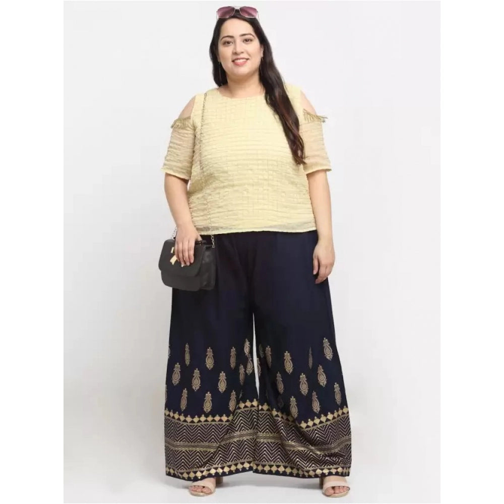 Plus Size Relaxed Fit Viscose Rayon Palazzo Trousers