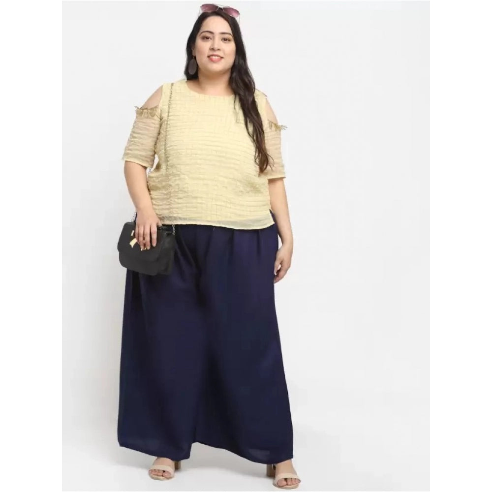 Plus Size Flared Fit Viscose Rayon Palazzo Trousers