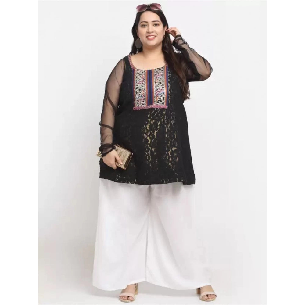 Plus Size Flared Fit Viscose Rayon Palazzo Trousers