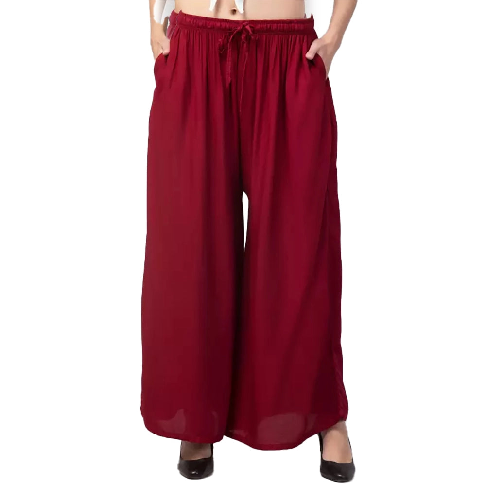 Plus Size Relaxed Fit Viscose Rayon Palazzo Trousers