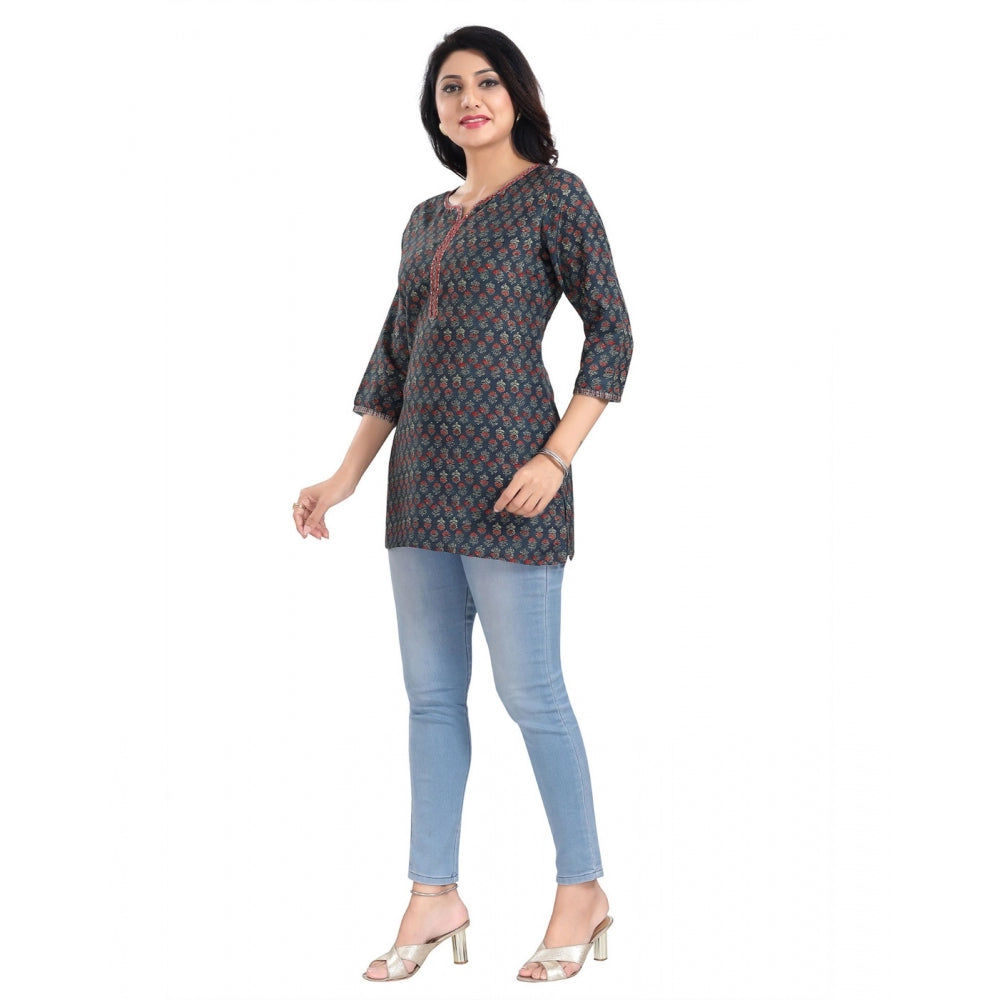 3/4th Sleeve Viscose Blend Tunic Short Top