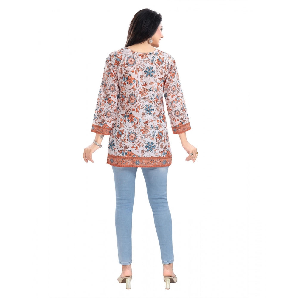 3/4th Sleeve Faux Crepe Tunic Short Top