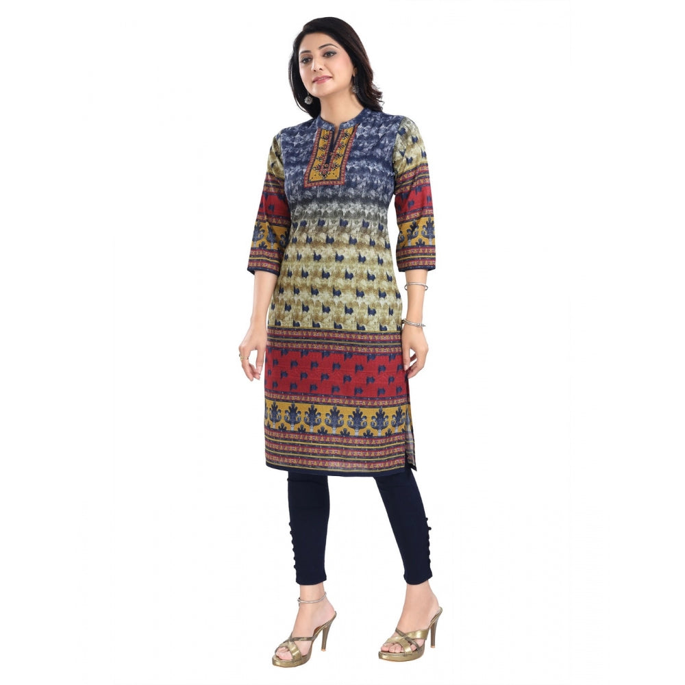 3/4th Sleeve Cotton Blend Tunic Long Kurti